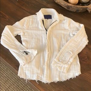 White Gauze Zip Cover Up